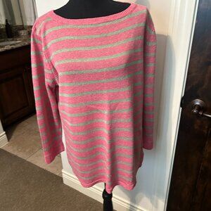 Talbots pink and green stripe sweater - XL